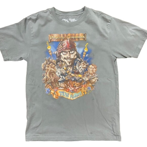Disney Pirates Of The Caribbean Character Jack Sparrow T-Shirt Gray Men's Size S - Picture 8 of 8